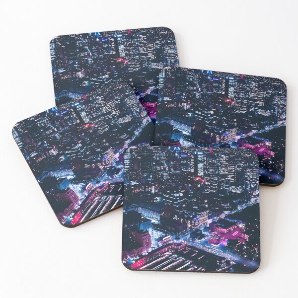 Item preview, Birds eye view of Melbourne with cyberpunk vibes designed and sold by ellcam.