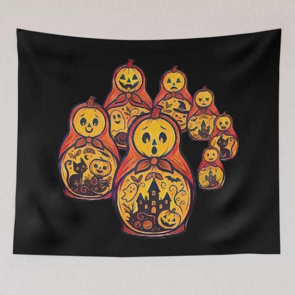 Item preview, Spooky-Cute Halloween Matryoshka, Russian Nesting Dolls Jack-O-Lanterns designed and sold by Russian101.