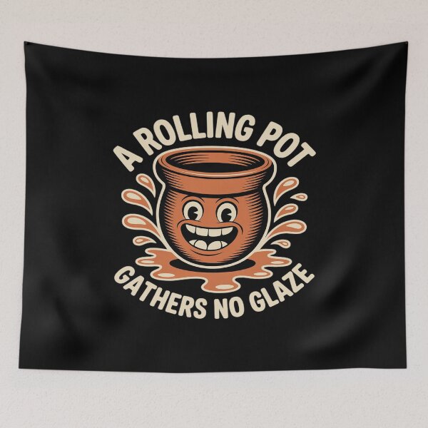 Item preview, Gold White Comic Pot A Rolling Pot Gathers No Glaze designed and sold by BiellaSar.