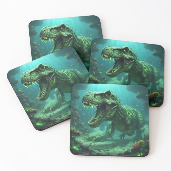 Item preview, Vibrant Underwater T-Rex Dinosaur Art Print and Sticker designed and sold by SuperPlopsArt.