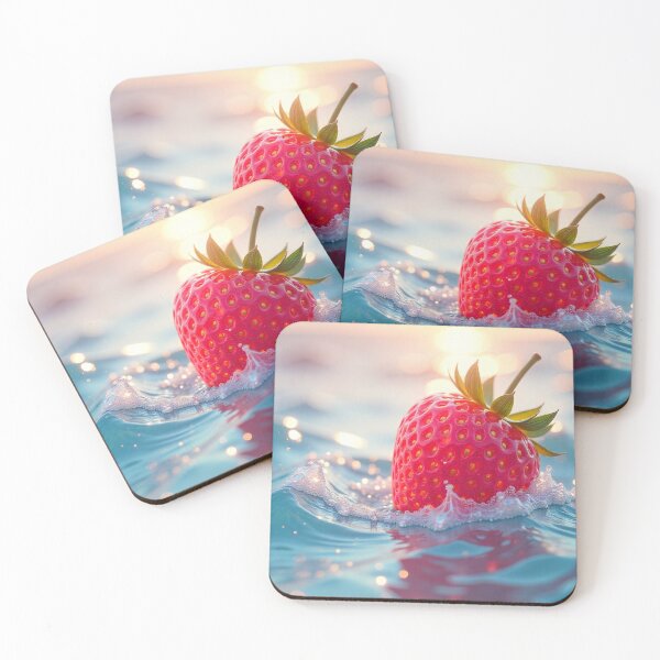 Item preview, strawberry floating on shimmering ocean waves designed and sold by lookportao.