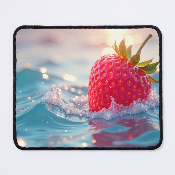 Item preview, strawberry floating on shimmering ocean waves designed and sold by lookportao.