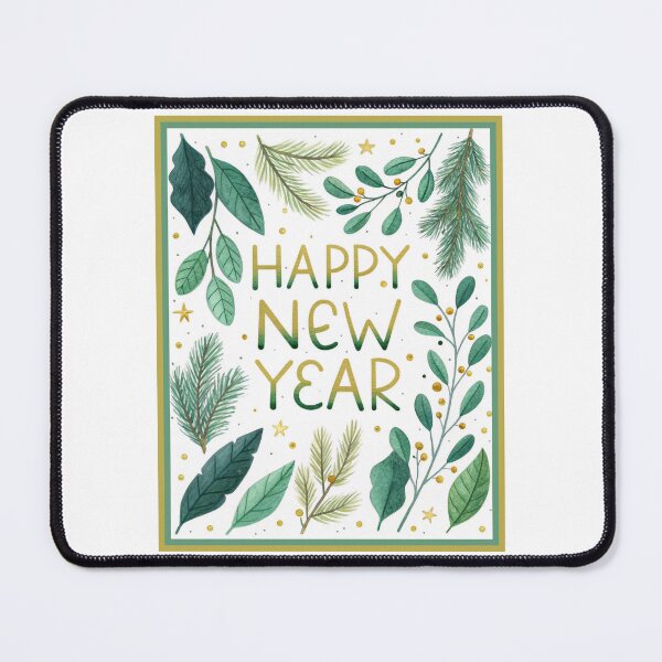 Item preview, Happy New Year Green Foliage and Gold Berries Greeting Card Art designed and sold by asliberry.
