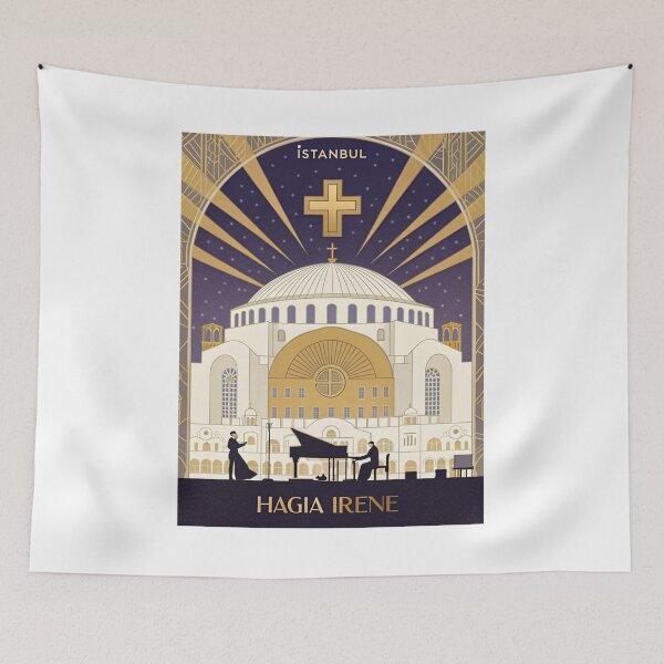 Item preview, Hagia Irene (Aya İrini) Istanbul - Art Deco Golden Concert Poster  designed and sold by asliberry.