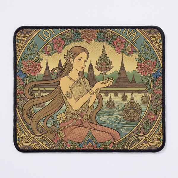 Item preview, Loy Krathong Festival Sukhothai Vintage Travel Poster designed and sold by Koalangel.