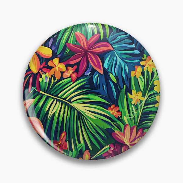 Item preview, Exotically Colorful Tropical Flowers And Palm Leaves Art designed and sold by DEC02.