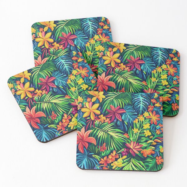 Item preview, Exotically Colorful Tropical Flowers And Palm Leaves Art designed and sold by DEC02.