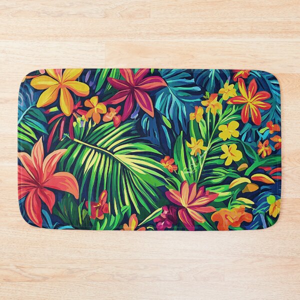 Item preview, Exotically Colorful Tropical Flowers And Palm Leaves Art designed and sold by DEC02.