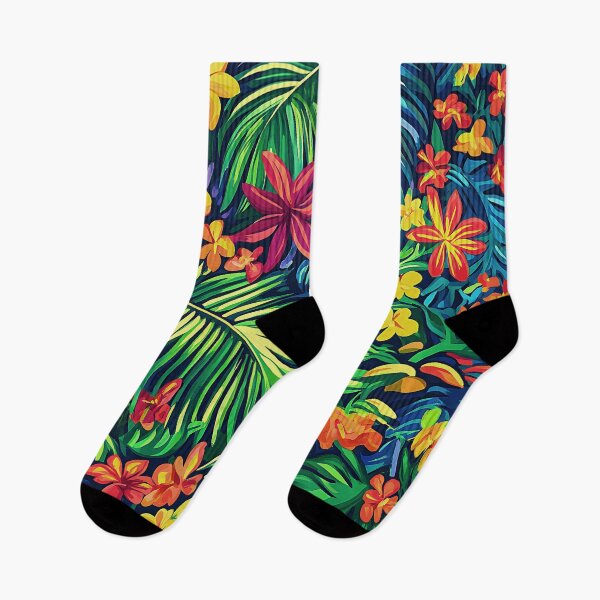 Item preview, Exotically Colorful Tropical Flowers And Palm Leaves Art designed and sold by DEC02.