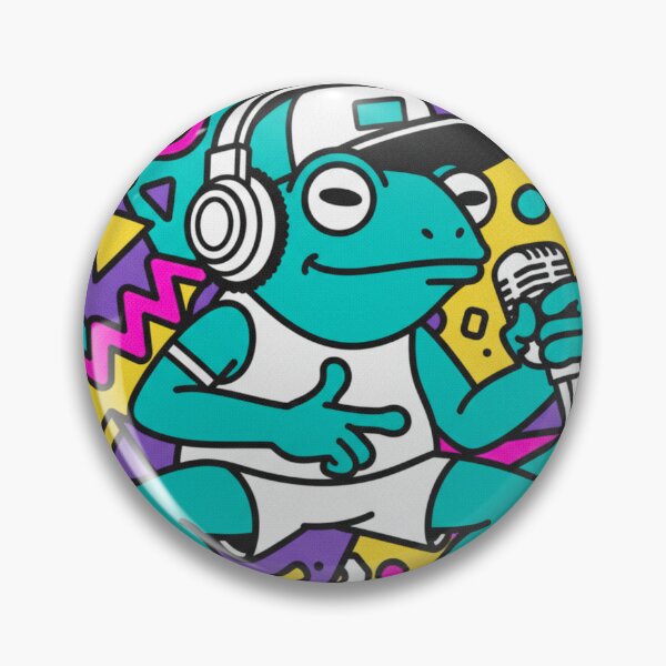 Item preview, Retro Rapper Frog - 90s Geometric Hip-Hop Vibe designed and sold by j-2k.