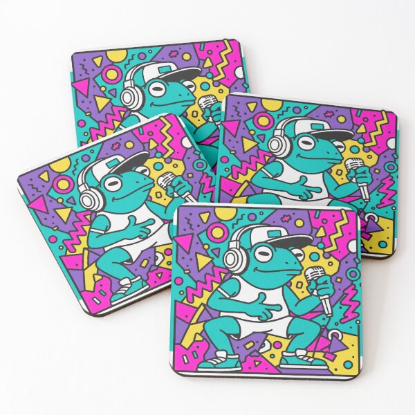 Item preview, Retro Rapper Frog - 90s Geometric Hip-Hop Vibe designed and sold by j-2k.