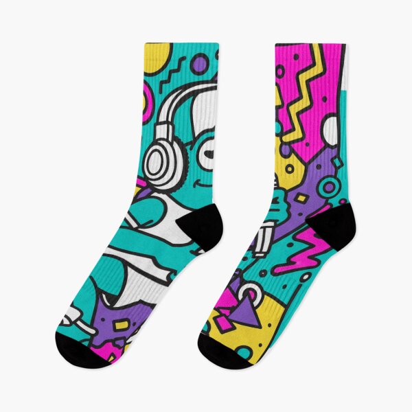 Item preview, Retro Rapper Frog - 90s Geometric Hip-Hop Vibe designed and sold by j-2k.