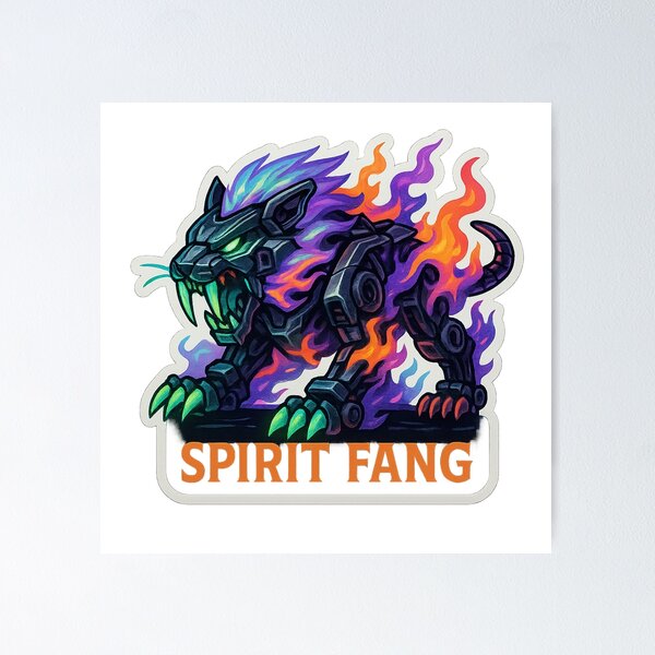 Item preview, Spirit Fang – Neon Ghostfire Mecha Beast designed and sold by derb darb.