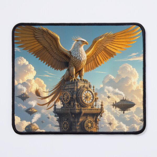 Item preview, Sky Guardian: Steampunk Griffin Clock Tower Art designed and sold by wail mohammed.