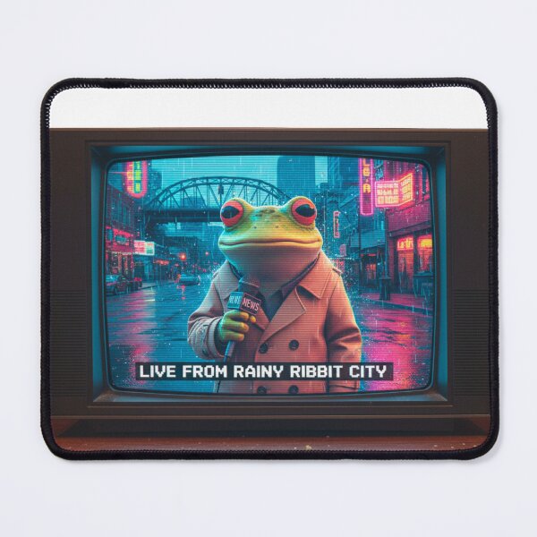 Item preview, Live from Rainy Ribbit City - Portland News Frog Vintage TV designed and sold by j-2k.