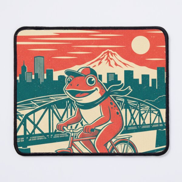 Item preview, Visit Portland Frog on a Bike - Vintage Travel Poster Art designed and sold by j-2k.