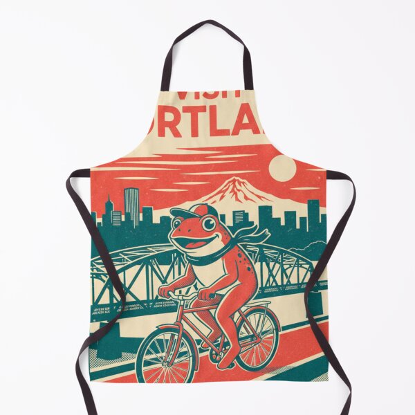 Item preview, Visit Portland Frog on a Bike - Vintage Travel Poster Art designed and sold by j-2k.