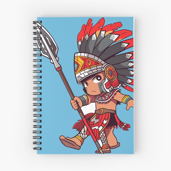 Item preview, Valiant Aztec Warrior - Traditional Spear and Feathered Attire Illustration designed and sold by PaintbrushPlace.