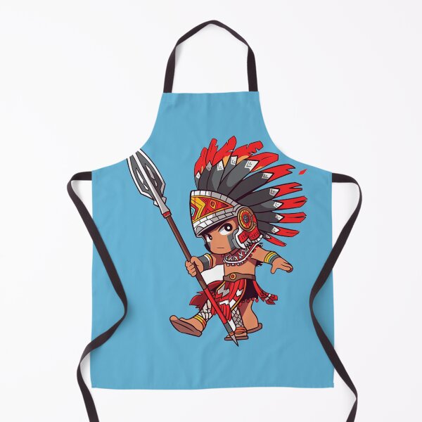 Item preview, Valiant Aztec Warrior - Traditional Spear and Feathered Attire Illustration designed and sold by PaintbrushPlace.