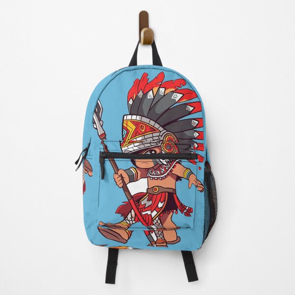 Item preview, Valiant Aztec Warrior - Traditional Spear and Feathered Attire Illustration designed and sold by PaintbrushPlace.