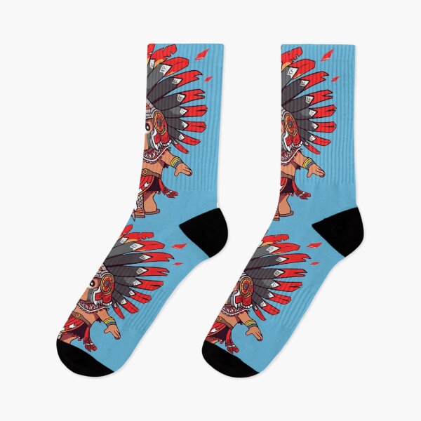 Item preview, Valiant Aztec Warrior - Traditional Spear and Feathered Attire Illustration designed and sold by PaintbrushPlace.
