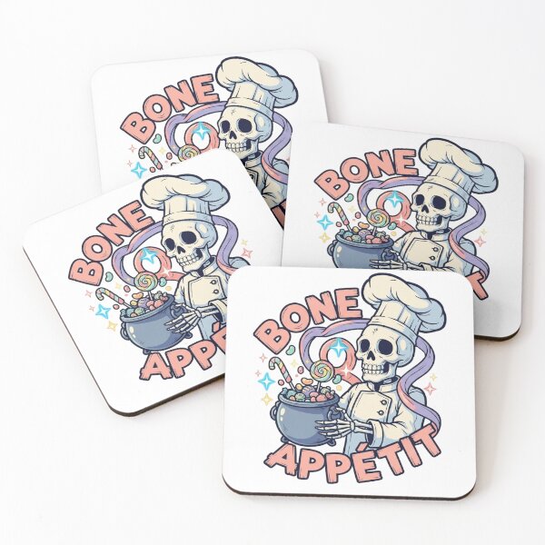 Item preview, Bone Appétit skeleton chef funny halloween candy design designed and sold by Bogologo.