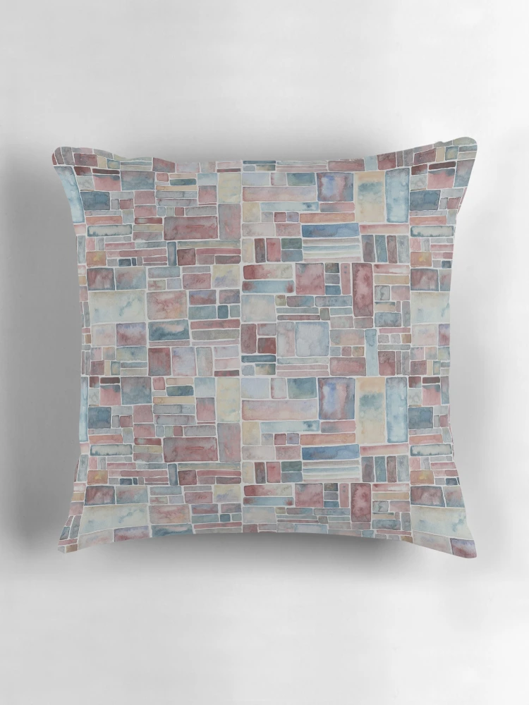 Aperçu 3 sur 4. Coussin avec l'œuvre Poolside créée et vendue par Bryony Dingle-Moss Art.