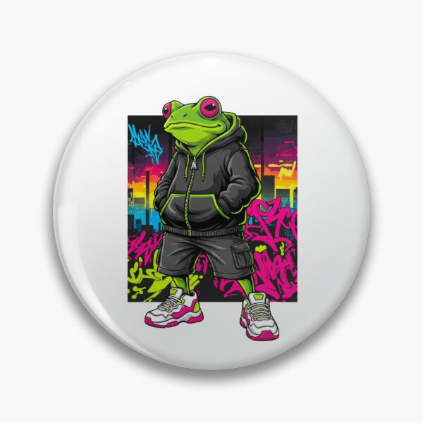 Item preview, Neon Streetwear Frog in Hoodie - Dark Urban Graffiti Vibe designed and sold by j-2k.