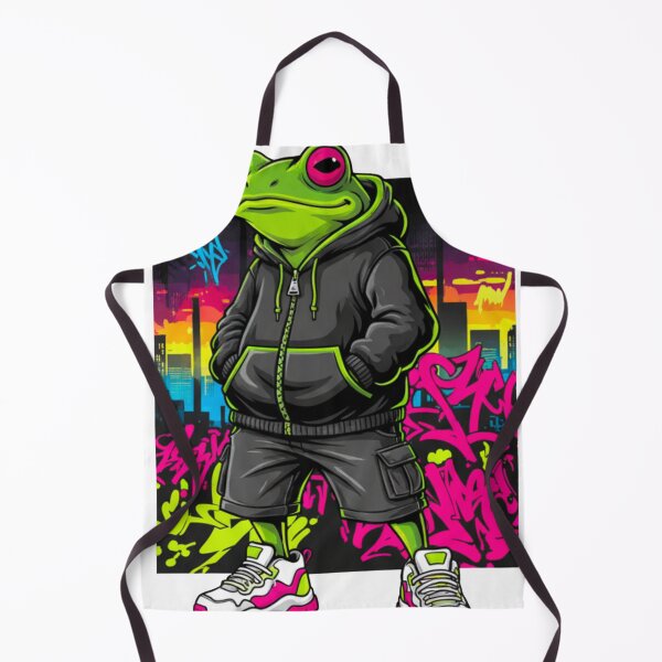 Item preview, Neon Streetwear Frog in Hoodie - Dark Urban Graffiti Vibe designed and sold by j-2k.