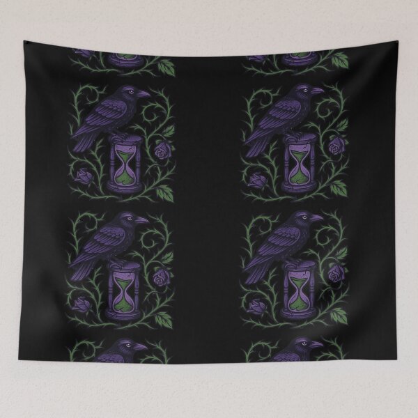 Item preview, Gothic Raven Hourglass Thorns Roses Witchy Purple Green designed and sold by Sturdust.