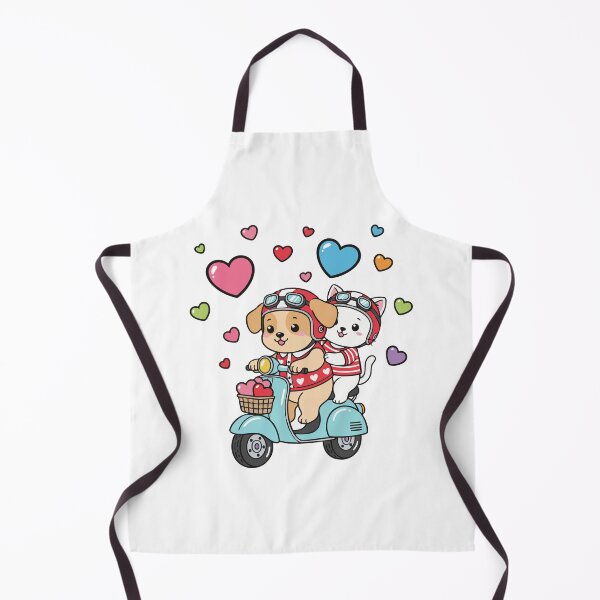 Item preview, Romantic Ride – Cute Puppy & Kitty on Scooter designed and sold by LoveMatchShop.