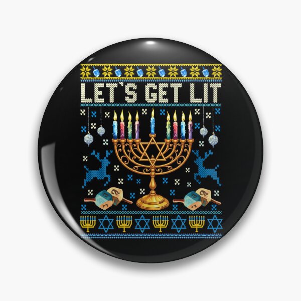 Item preview, Funny Ugly Hanukkah Sweater, Let's Get Lit drinking designed and sold by Patchina.