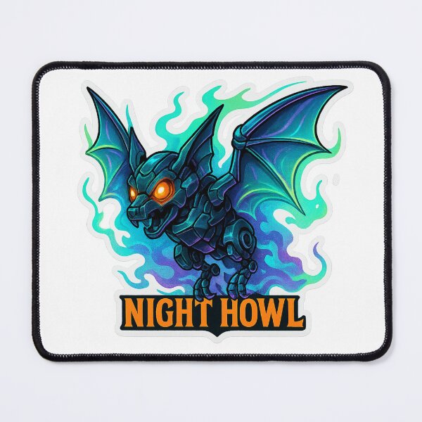 Item preview, Night Howl – Spectral Mecha Bat of the Neon Skies designed and sold by derb darb.
