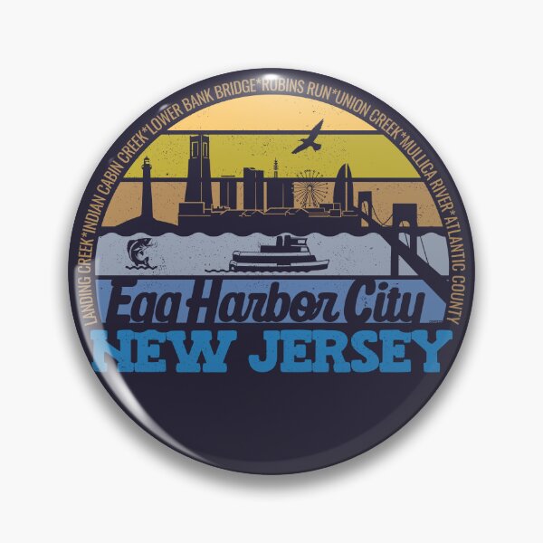 Item preview, Egg City Harbor New Jersey Sunset Retro Vintage Local Pride Logo designed and sold by CRHPOD20.