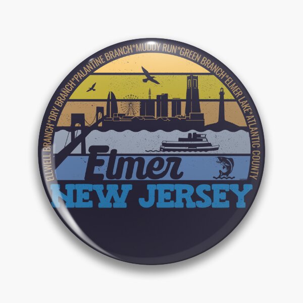 Item preview, Elmer New Jersey Sunset Retro Vintage Local Pride Logo designed and sold by CRHPOD20.