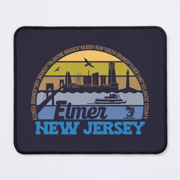 Item preview, Elmer New Jersey Sunset Retro Vintage Local Pride Logo designed and sold by CRHPOD20.