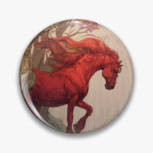 Item preview, A stunning fantasy illustration of a vibrant red horse designed and sold by Julia Shepeleva.