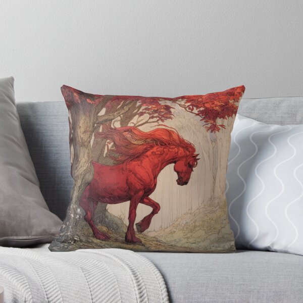 Item preview, A stunning fantasy illustration of a vibrant red horse designed and sold by Julia Shepeleva.
