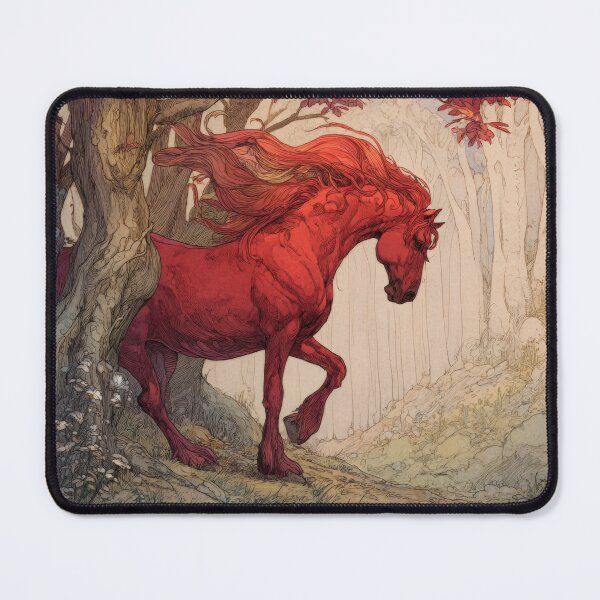 Item preview, A stunning fantasy illustration of a vibrant red horse designed and sold by Julia Shepeleva.