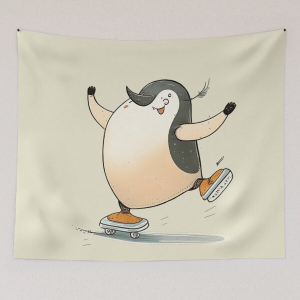 Item preview, Penguin Ice Antics - Klutzy Skating Adventure Cartoon designed and sold by PaintbrushPlace.