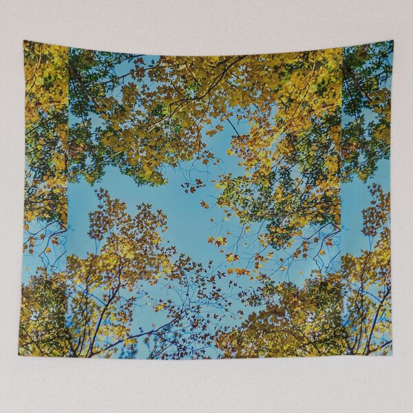 Item preview, Autumn Canopy – Golden Leaves Against Blue Sky Nature Photography designed and sold by aadventures.