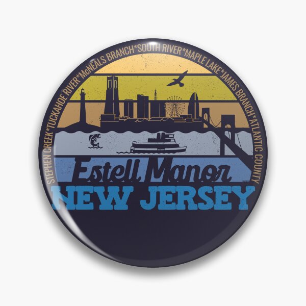 Item preview, Estell Manor New Jersey Sunset Retro Vintage Local Pride Logo designed and sold by CRHPOD20.