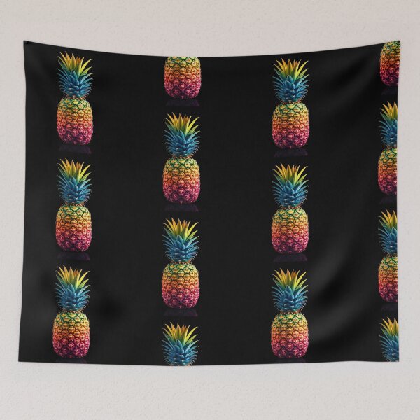Item preview, Rainbow Neon Pineapple – Hyperrealistic Tropical Fruit Photography | Vibrant Pop Art Still Life on Black Background designed and sold by PixelVibe782.