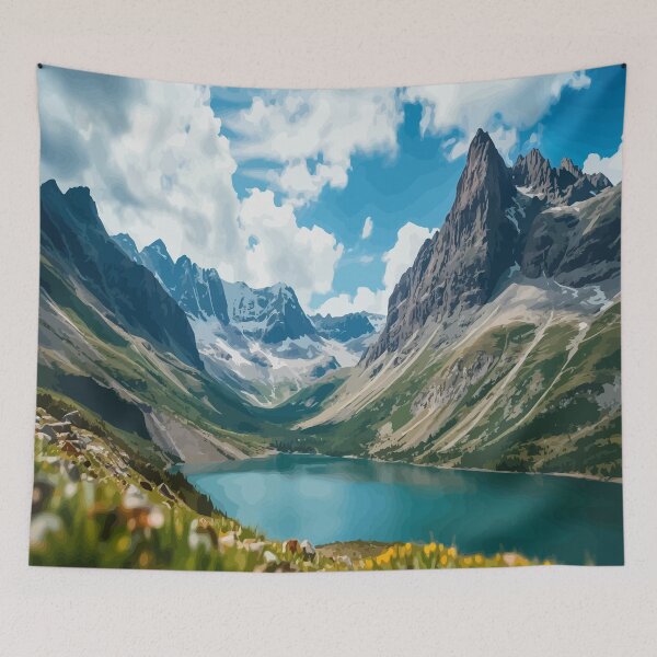 Item preview, Lush Green Valley and Turquoise Lake in the Alps designed and sold by Psittaciney.