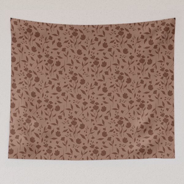 Item preview, Mocha Mousse Floral Silhouette Pattern with Vintage Botanical Elegance designed and sold by Designs by christel_treiber.