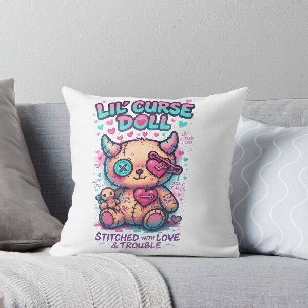 Item preview, Lil’ Curse Doll – Cute Gothic Kawaii Plush Horror Graffiti Art designed and sold by Snackwear Apparel.