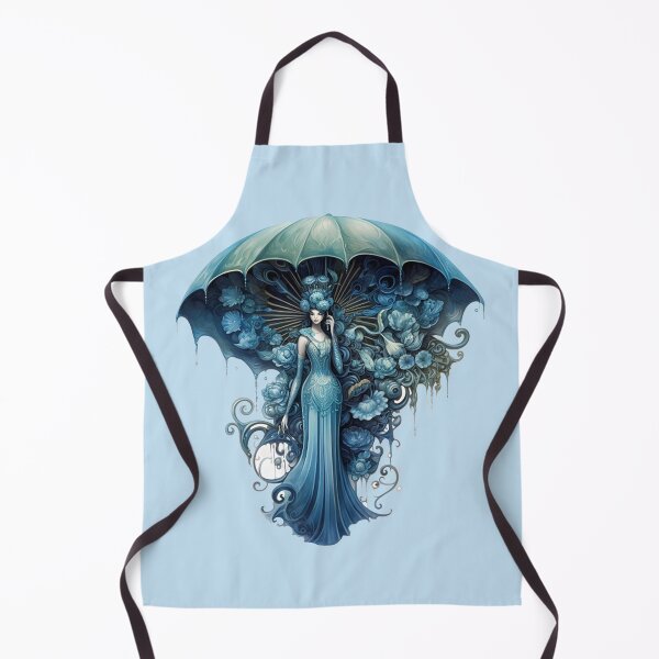 Item preview, Enchanting Blue Peacock Lady with Floral Umbrella Art designed and sold by PaintbrushPlace.