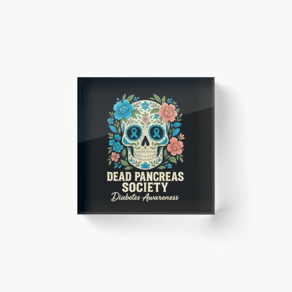 Item preview, Dead Pancreas Society Sugar Diabetes Awareness Skull Flower T-Shirt designed and sold by ChockletBoy.
