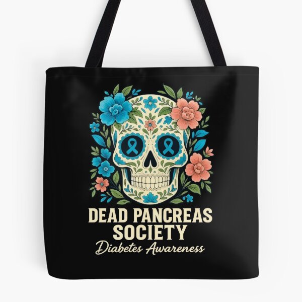 Item preview, Dead Pancreas Society Sugar Diabetes Awareness Skull Flower T-Shirt designed and sold by ChockletBoy.
