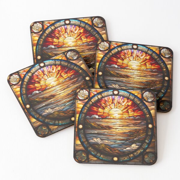Item preview, Radiant Horizon – Stained Glass Sunset designed and sold by Buttonquill.